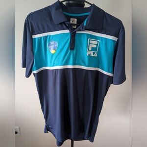 Fila W&S Open Dark Blue and Aqua Tennis Polo Shirt